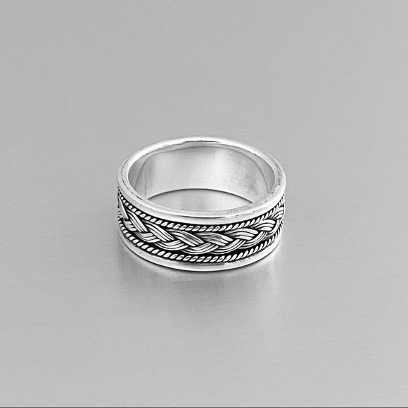 Sterling Silver Unisex Braided Band, Wedding Banbs, Silver Ring, Braid Rings - Picture 3 of 8